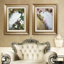 欧式组合油画抽象动物风景花卉装饰画吉祥孔雀酒店高档美式墙壁画